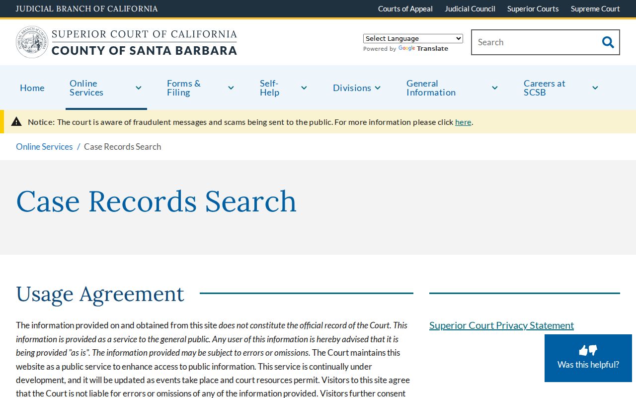 Goleta people search at the Santa Barbara County Superior Court case search agreement