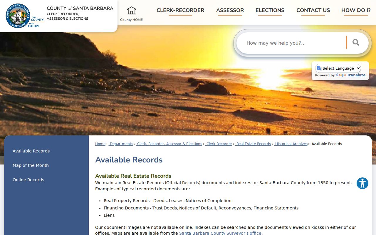 Goleta public records archive coverage at the Santa Barbara County Clerk-Recorder