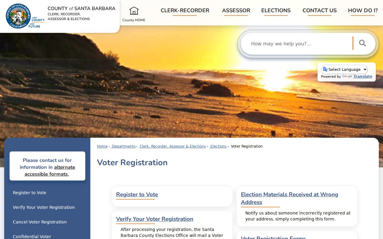 Goleta voter registration records Santa Barbara County services