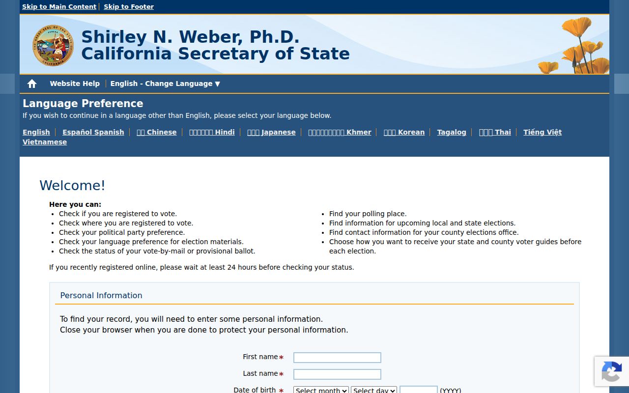 Goleta voter registration records My Voter Status lookup